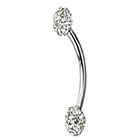 Supreme Jewelry Swarovski Curved Barbell Eyebrow Ring with Stones in Silver and Clear