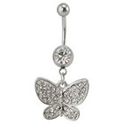 Supreme Jewelry Swarovski Curved Barbell Belly Ring with Stones in Silver and Clear
