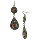 Target Dangle Earrings with Stones - Silver/Red