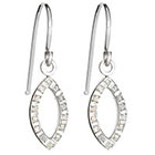 Diamond Drop Sterling Silver Earrings with Accents White