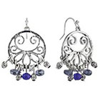 Target Rhodium Artisan and Blue Beads Drop Dangle Chandelier Earrings - Silver/Blue