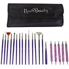 IDEA Nail Art Brushes, Dotting Pens Marbling Detailing Painting Striping Tools 20pc Kit Set with Roll-Up Pouch - Best for nail art and facial detailed painting - FREE eBook with Design Best Nail Art Supplies Thanksgiving Cyber Monday Christmas Deal Birthday Gift Ideas - For MUA - Special Valentine Gift For Wife Women Girls Her Daughter Teens - by New8Beauty