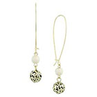 Target Drop Dangle Earrings with Open Work Cut Bead - Gold/White