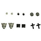 Target Set of 6 Stud Earrings with Studs Panther Pyramid and Cross - Silver/Crystal/Black