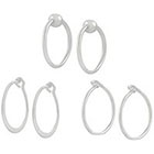Journee Collection Handcrafted 3-Pair Earring Set in Sterling Silver - Silver