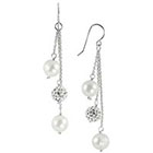 PearLustre by Imperial Sterling Silver 8 MM Freshwater Cultured Pearl and Crystal bead drop Earrings
