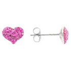 Target Pink Sterling Silver 8mm Crystal Puff Heart Earrings