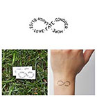 Tattify Infinity Symbol - Temporary Tattoo Quote (Set of 2) - Love Fate Conquer Hope Laugh Bliss