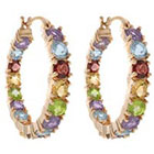 Target 18K Gold Overlay Multi Gemstone Inside-Out Hoop Earrings