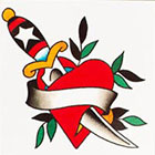 Tattoo You Small Knife Heart Temporary Tattoo, Classic Tattoo Style, by Nick Colella