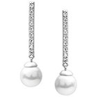 Journee Collection 1/5 CT. T.W. Round Cut CZ Pave Set Simulated Pearl Drop Earrings in Brass - Silver