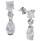 Tevolio Cubic Zirconia Round and Pear Dangle Earrings - Silver