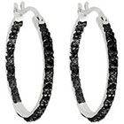 Black Diamond Diamond 1/4 CT. T.W. Hoop Earrings in Sterling Silver (I2-I3)