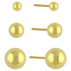 Target Set of 3 Ball Stud Earrings with 14K Gold Plating in Sterling Silver - Gold