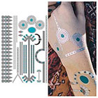 Tattify Metallic Hand Piece Silver Blue Temporary Tattoo - 1 x A5 Sheet