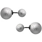 Target Stippled Ball with Stippled Clutch Earrings - Silver