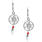 Tressa Collection Handmade Dream Catcher Earrings with Red Turquoise Beads in Sterling Silver
