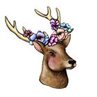 Pepper Ink Deer with Floral Antlers - woodland animal- temporary tattoo artist Amanda Whitelaw