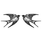 Ombeyond TEMPORARY TATTOO - Set of two Blue or Black Vintage Swallows