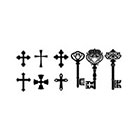 TattooNbeyond Temporary Tattoo - Set of 9 Cross and Keys / Set of 10 Cross OR Set of 9 Keys