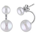 Allura 10-10.5mm and 7-7.5mm White Freshwater Cultured Pearl Earrings in Sterling Silver