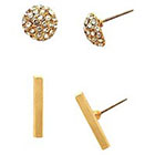 Target Duo Earring Pave Button and Polished Post Back Stick Earring - Gold