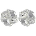 Target Silver Plated Button Earrings Knot with Pave Cubic Zirconia - Silver/Clear