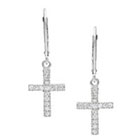 Journee Collection 1/3 CT. T.W. Round Cut Cubic Zirconia Pave Set Dangle Cross Earrings in Sterling Silver - Silver