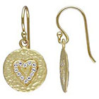 Allura 0.48 CT. T.W. Cubic Zirconia Heart Charm Earrings in Yellow Rhodium Plated Sterling Silver