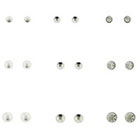 Target Stone and Ball Stud Earrings Set of 9 - Silver/Crystal/Ivory