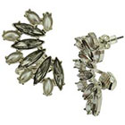 Target Stone and Ear Crawler Earrings with Clip - Gray