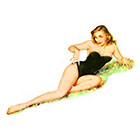 Taboo Tattoo 2 Summer Pin Up Girl in Black Swimsuit Temporary Tattoo, various sizes available