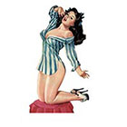 Taboo Tattoo 2 Pin Up Girl in Striped Shirt Temporary Tattoo, various sizes available
