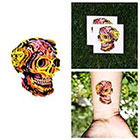 Tattify Colorful Skull Face Layered Artistic Body Art Temporary Tattoo (Set of 2)