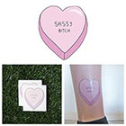 Tattify Cute Cartoon Candy Heart Sassy Pink Cupid Body Art Temporary Tattoo Pack (Set of 2) in 