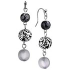 Target Rhodium Artisan Beads and Stones Dangle Drop Earrings - Silver/Grey/Black