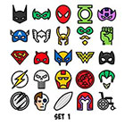 Taboo Tattoo Superhero 1 Page Set of 25 Mini Tiny Temporary Tattoo, various sizes available, You Choose Set Perfect for birthdays