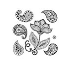 Taboo Tattoo Temporary Tattoo 1 Page Set of Various sized Hand Drawn Mandala Flower Paisley, Perfect for wrists fingers and ankles birthdays design 44