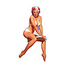 Taboo Tattoo 2 Pin Up Girl in White Bikini Temporary Tattoo, various sizes available