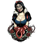 Deviant Diva Temporary Tattoo - Zombie Snow White Girl Halloween, Dress Up, Vintage, Polkadots, Pin Up, Rockabilly, Disney sleeping beauty freaky, bloody