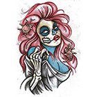 Deviant Diva Temporary Tattoo - Zombie Girl Halloween, Dress Up, Vintage, Polkadots, Pin Up, Rockabilly, bloody, guts, gory, gross, mature.