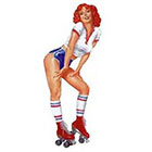 Deviant Diva Temporary Tattoo - Vintage Skater Girl Pin Up Sexy Naughty Mature Pink Roller Skate, Zombie Skater Girl, tough Chick, Bout Play Roller Derby