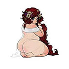 Deviant Diva Temporary Tattoo - Curvy Plus size Lingerie Girls Temporary Tattoo Sexy Mature Long Hair, sexy, naughty, flirty, sheer, knee highs, thighs