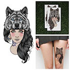 Tattify Wolf Headdress Temporary Tattoo - Leader of the Pack (Set of 2)