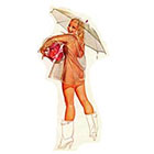 Deviant Diva Temporary Tattoo - Pin Up Girls with Umbrellas in the rain, Mature, lingerie, sexy, knee highs, rain boots, sheer, nightie thigh highs boots