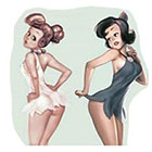 Deviant Diva Temporary Tattoo - Cartoon Pin Up Girls Mature, lingerie, sexy, knee highs,sheer, nightie thigh highs boots Snow White, Cinderella, Wilma