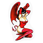 Deviant Diva Temporary Tattoo - Mature, Tarantula Girl, Witch on a broom, Devil Pin Up Girl, Girl in Viking hat, Black Cat, Jack O lantern, Costume, Fun