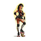 Deviant Diva Temporary Tattoo - Vintage Skater Girl Pin Up Sexy Naughty Mature Pink Roller Skate, Zombie Skater Girl, tough Chick, Bout Play Roller Derby