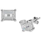Tevolio Cubic Zirconia Emerald Cut Stud Earrings - Clear and Silver