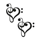 Tattoorary Music heart temporary tattoo (2 pieces)